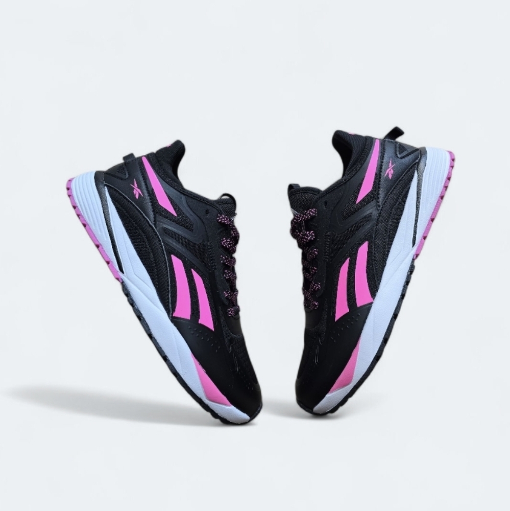 NEW Reebok Kids Girls Neon Pink/Black Athletic Sneakers